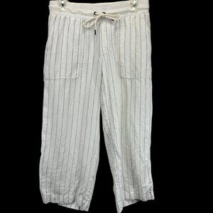 Athleta White Striped Wide Leg Pants